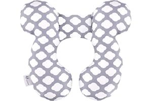 vocheer Baby Travel Pillow(Upgraded), Head and Neck Support Pillow for Pushchair, Car Seat,Stroller, Bouncer, Cotton（White Cloud）
