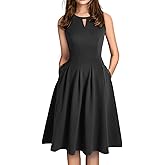 Sureple Women's Retro Sleeveless Swing Casual Work Summer Party Dress with Pockets