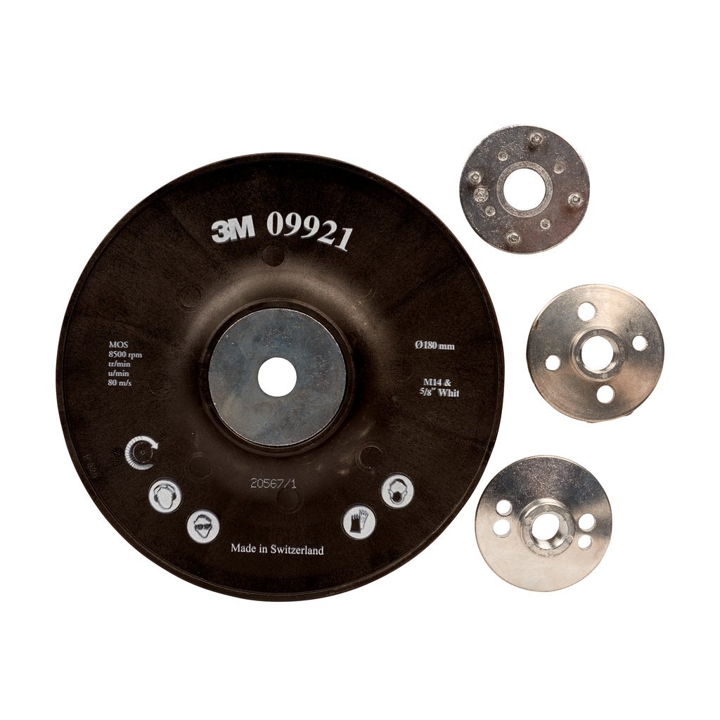 3M High Performance Back-Up Pad, 180 mm, M14, Flexible, - Black, 1 Pad/Box