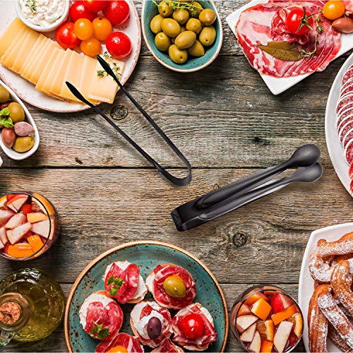 Gejoy 12 Pack Sugar Tongs Ice Tongs Stainless Steel Mini Serving Tongs Appetizers Tongs Small Kitchen Tongs for Tea Party Coffee Bar Kitchen (Black) - Thumbnail 2