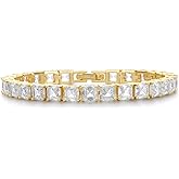 Pearich 14K Gold Filled Tennis Bracelet for Women, Classic Gold Bracelet for Women, 4mm 5mm Square Stone Cut Bracelet,Valentines, Mothers, Christmas Jewelry Gift for Women 6/6.75/7.15 Inch