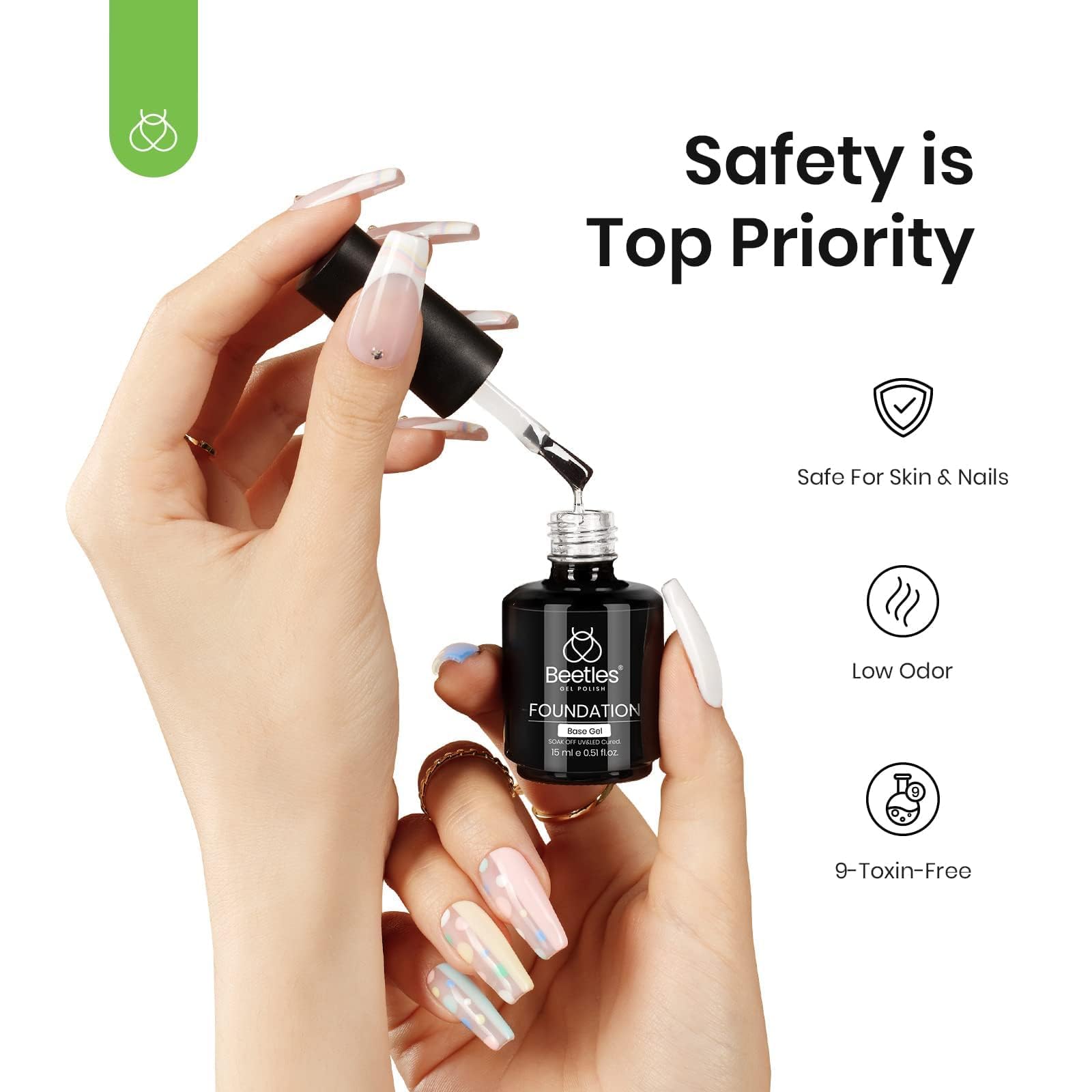 Beetles 3Pcs 15ml Builder Nail Gel with No Wipe Top Coat Gel Nail Polish and Base Coat Set for Nails Shine Finish and Long Lasting Nail Protection Gift for Women - Image 5