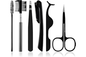Kootinn Eyebrow Trimmer Kit, 6 in 1 Eyebrow Scissors, Tweezer, Eyebrow Razor, Eyebrow Brush and Comb for Women