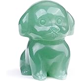 Jovivi Natural Green Aventurine Crystal Sitting Dog Statue Home Decor 1.6" Carved Gemstone Puppy Dog Figurines Pocket Sculpture Reiki Healing Stones Decorative Ornament Gift