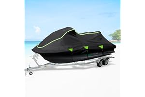 SILIVN Jet Ski Cover, Compatible with Yamaha, Seadoo, Kawa, Jet Ski Covers with 2 Air Vents, 300D Duty Waterproof Oxford Fabric， from 120"-135" 1or 3-Seater Watercrafts