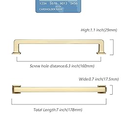 9BUILD 6 Pack 6.25 Inch Brushed Gold Cabinet Pulls