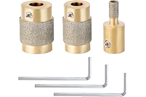 dmsphd Glass Grinder Bits 3 PCS Diamond Stained Glass Grinding Wheel Includes 1 3/4 1/4 Inch Diamond Glass Grinder Heads (MCB 1'' 1/4'' 3/4'')