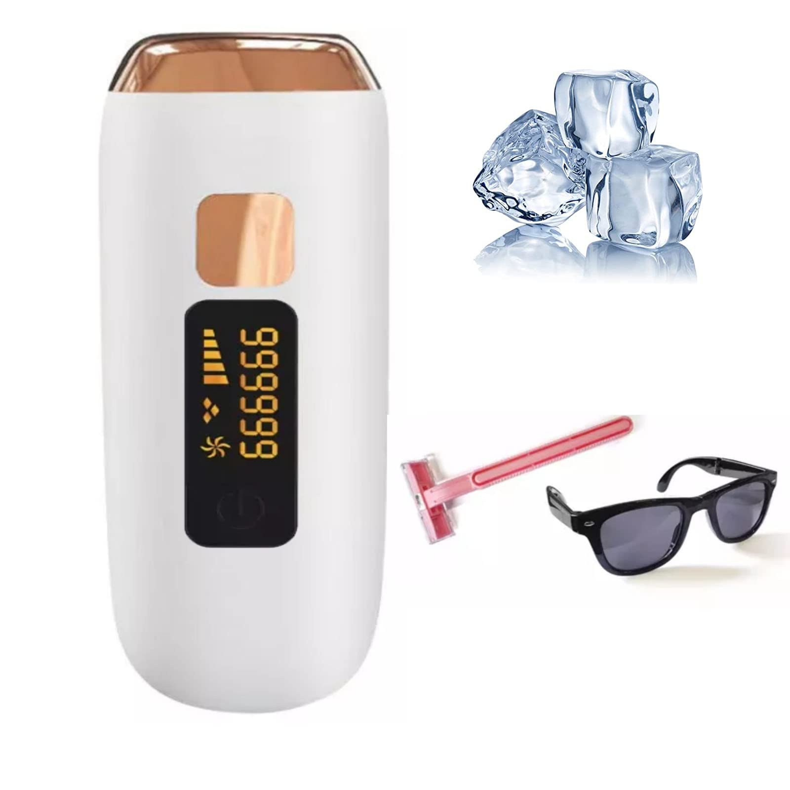 Laser Hair Removal for Women Permanent, Painless at-Home IPL Hair Removal Device Upgraded to 999,999 Flashes, 5 Level Energy Adjustable & 2 Modes for Beautify Skin, Face, Body, Bikini (Gold+White)