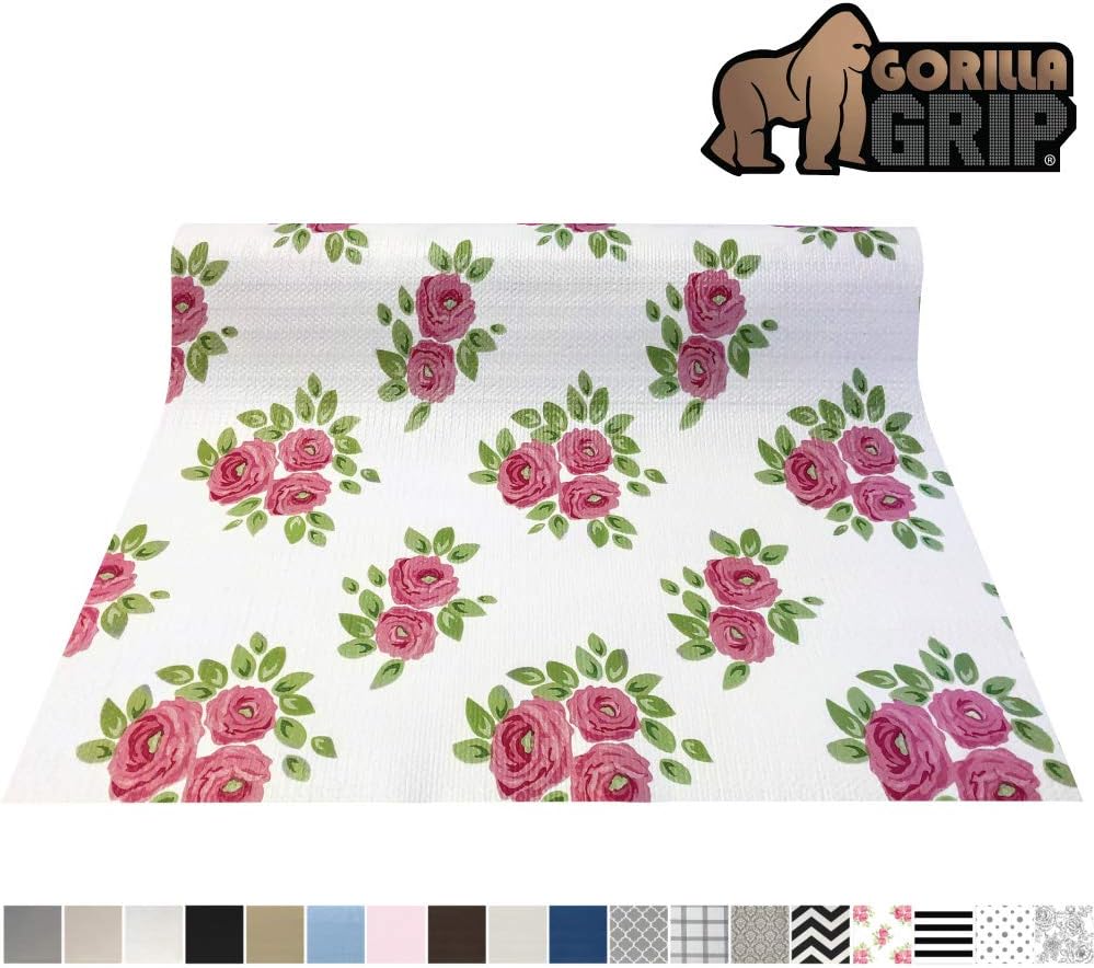 Gorilla Grip Original Smooth Top Slip-Resistant Drawer and Shelf Liner, Non Adhesive Roll, 17.5 Inch x 20 FT, Durable Kitchen Cabinet Shelves Liners for Kitchens Drawers and Desks, Vintage Rose Pink