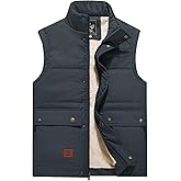 Flygo Men's Winter Warm Outdoor Padded Puffer Vest Thick Fleece Lined Sleeveless Jacket