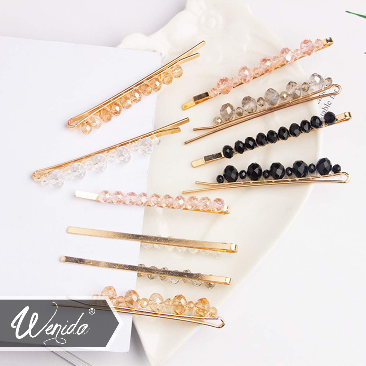 Hair Clips Wenida 10 Pieces Fashion Crystal Metal Hair Pins Barrettes Bobby Pins Decorative Hair Styling for Women Girls : Beauty