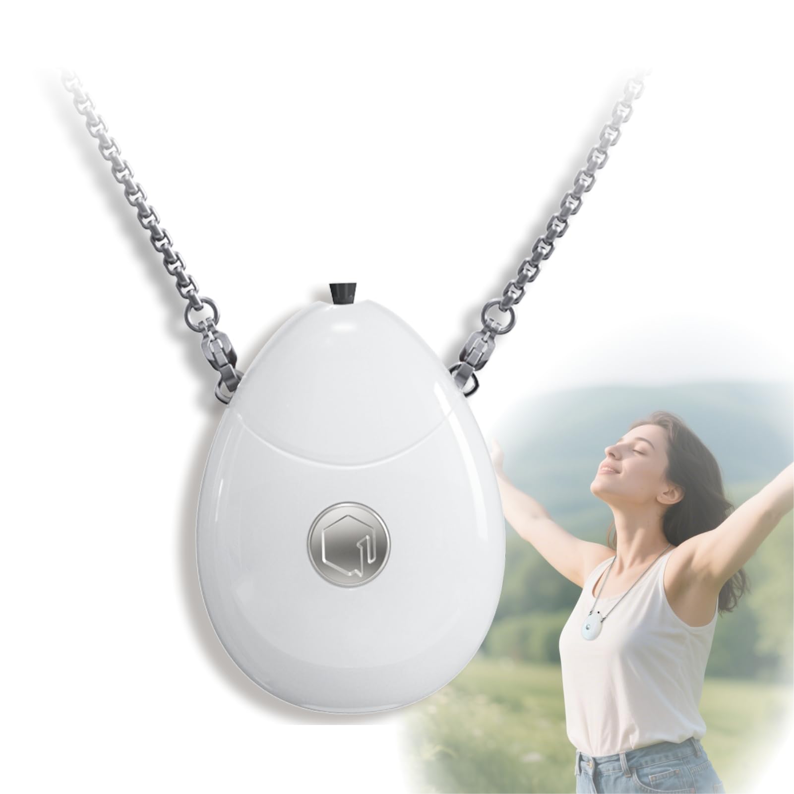 Personal Air Purifier, Chartreey® Wearable Air Purifier Necklace, True 199 million/cm³ Negative Ion, Portable Air Purifier Eliminates Dust, Pollen, Smoke for Outdoor, Travel(White)