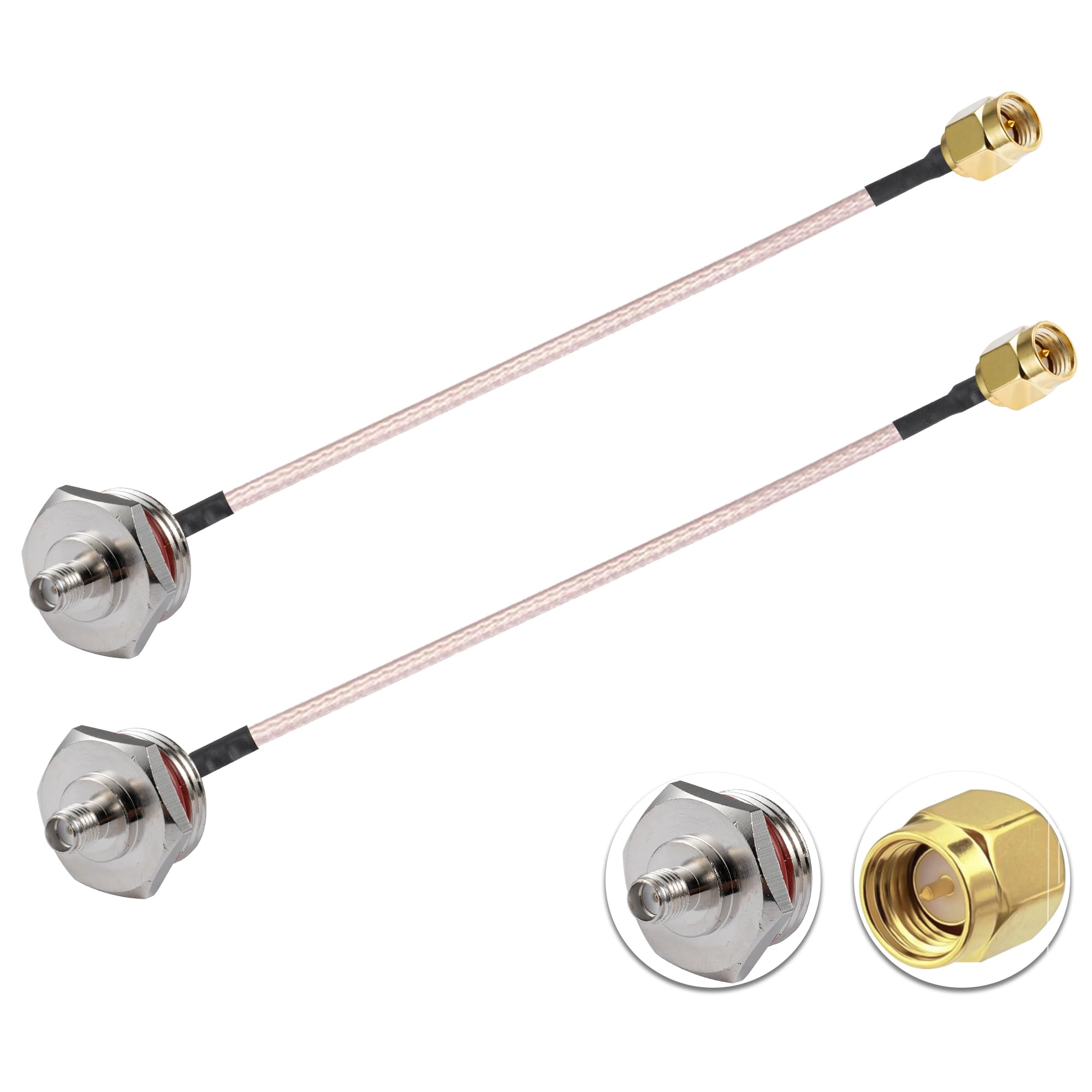 Vecys 2PCS SMA Cable SMA Male to Female Waterproof Box M20 6" /15CM RG316 RF Low Loss Coaxial Cable for Router Antenna Signal Enhancer Wireless Adapter