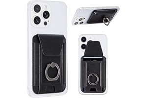 HAQuake IAIYOXI MagSafe Wallet with Phone Grip - Magnetic Leather Wallet with Privacy Flap for iPhone 15/15 Pro, 14 Pro Max/14 Pro/14/14 Plus, 13/12 Series (Not for 13/12 Mini), Holds 7 Cards - Black