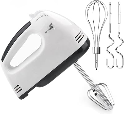 Leaflai Hand Mixer 7 Speeds Turbo Boost 4 Stainless Accessories White