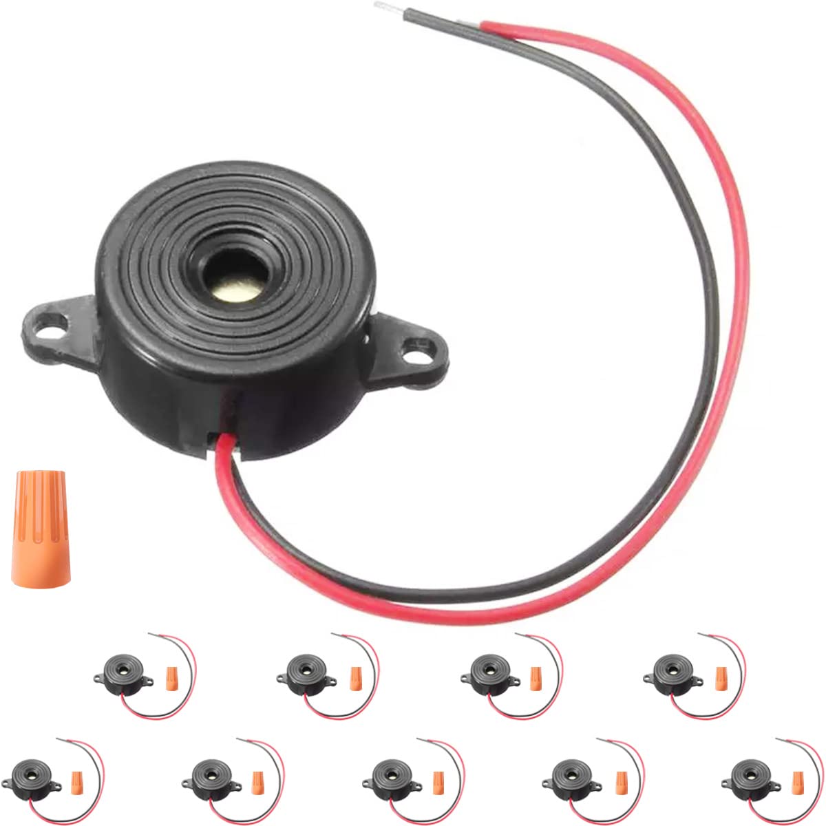 DAOKAI 10Pcs Electronic Buzzer DC 3-24V Piezo Buzzer Alarm with Wire Leads High Decibels Active Sounder Continuous Sound Beep with Spring Screw Connector