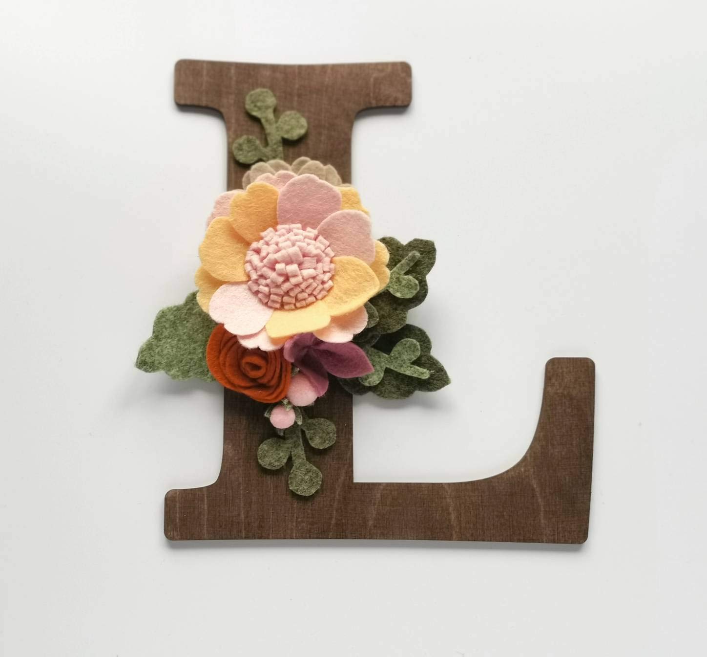 Flower Letter, Felt Floral Wooden Letter, Home Wall Decor, Personalised