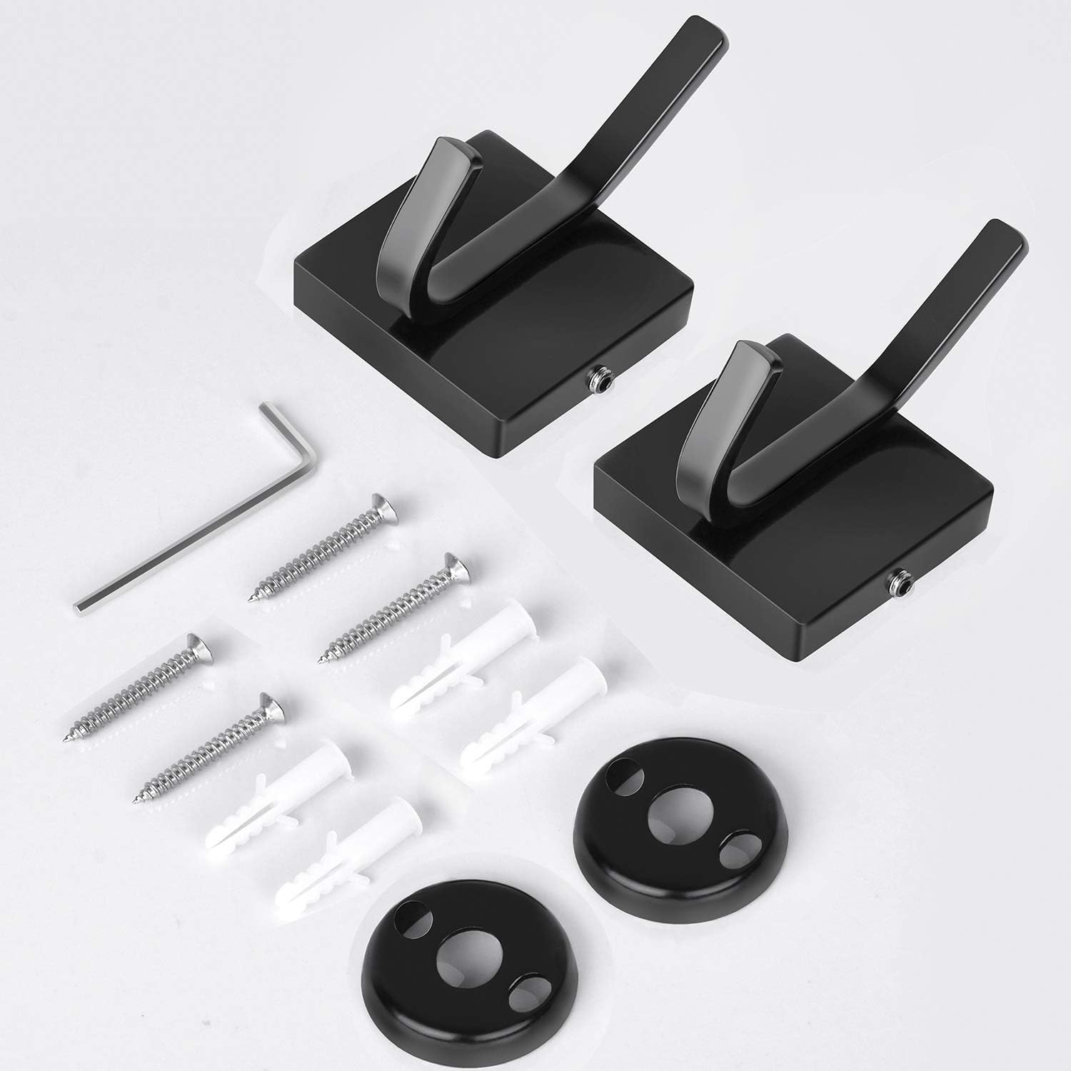 XIGOO Black Towel Hooks - 2 Pack Bath Towel Hooks Bathroom Coat Robe Hooks Heavy Duty Stainless Steel Hook Wall Mounted Hand Towel Hooks - - 