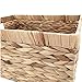 Basket Box Woven Natural Water hyacinth Rectangular with Handle,Kingwillow.(Small)
