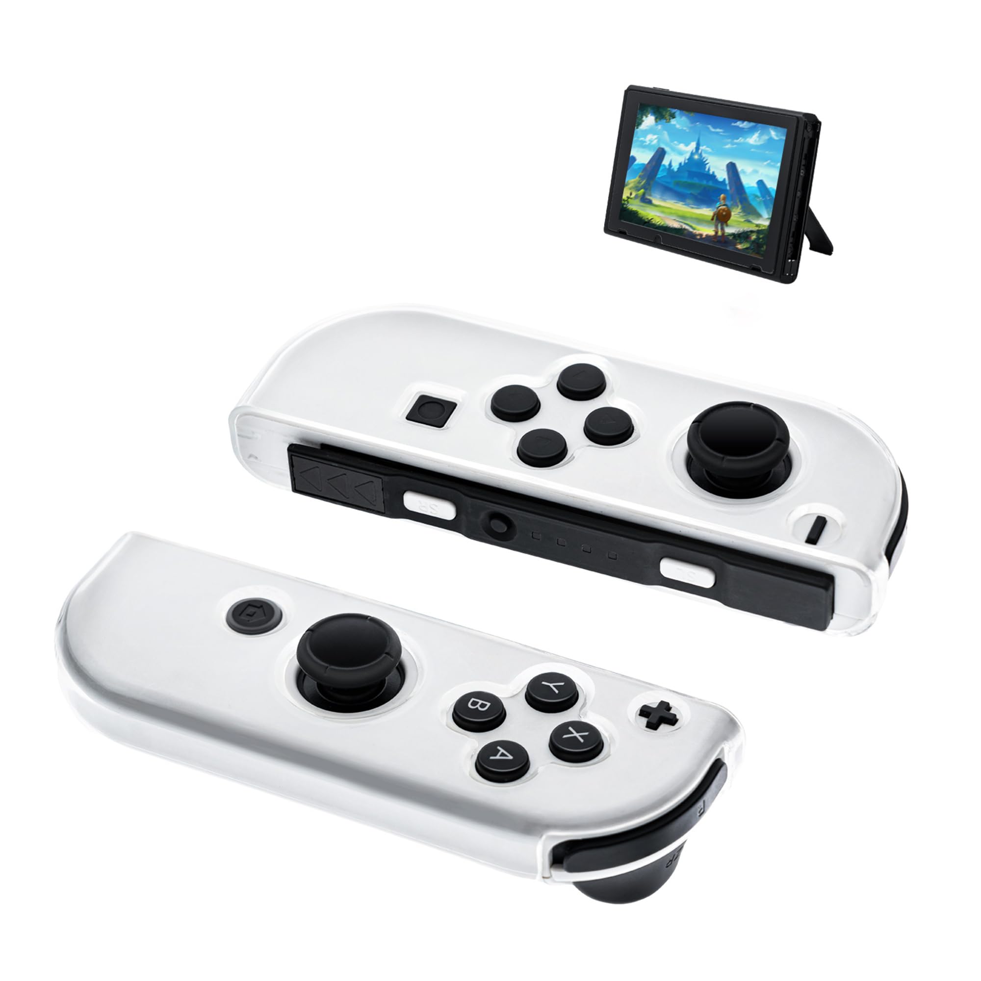 Mcbazel Transparent TPU Case for Switch JoyCon Controllers, Protective Cover Anti-Slip Grip Clear Skin Compatible with NS Switch/OLED(NOT for NS 2)