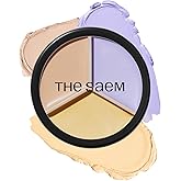 THESAEM Cover Perfection Triple Pot Concealer - 04 Tone Up Beige for Brightening & Vitality - 3-Color Multi Concealer Palette for Dull Yellow Tone - Korean Makeup with Sweet Almond Oil & Herbal Water