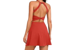 RAXNODE Women Tennis Golf Dress with Built-in Shorts and Bra-Workout Athletic Activewear for Exercise