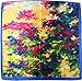 Large Square Satin Silk Like Lightweight Scarfs Hair Sleeping Wraps for Women Yellow Blue Abstract Pattern