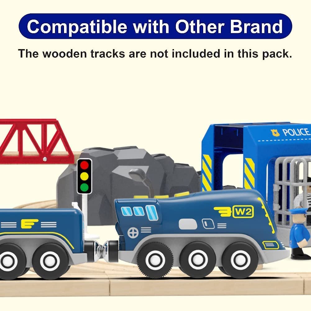 Battery Operated Action Locomotive Train (Magnetic Connection)- Powerful Engine Bullet Train Compatible with Thomas, Brio, Chuggington Wooden Tracks- Toys Car for Toddlers