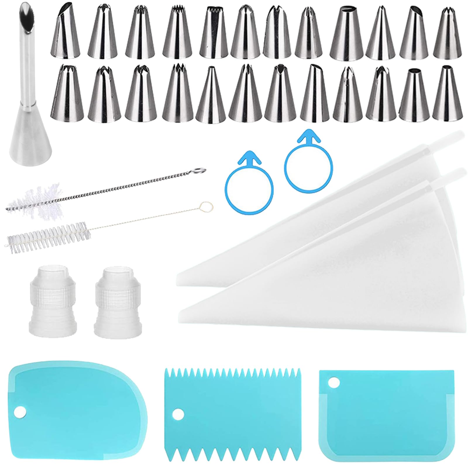 BDSHUNBF 36 Piping Bags and Nozzles, Icing Set, Cake Decorating Tips Kits, Reusable Piping Bags, Nozzles for Decorating Pastries, Cupcakes