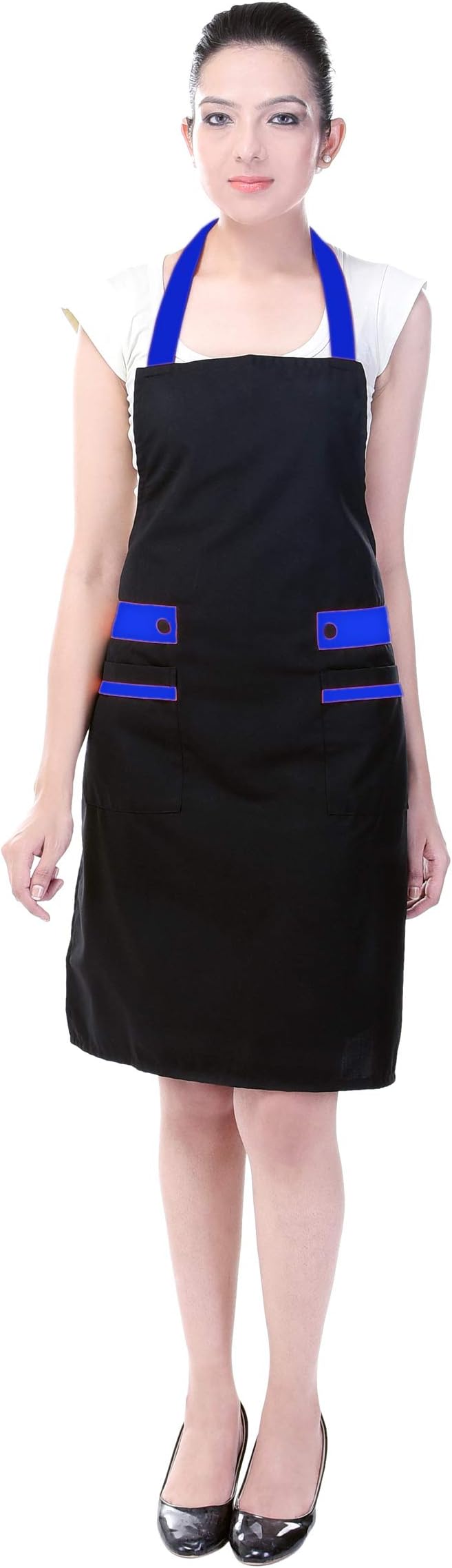 Switchon korean style new Black&Blue waterproof Kitchen apron with front pocket