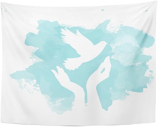 Amazon Com Tompop Tapestry Dove Of Peace Flying From Open Hands