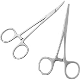 SURGICAL ONLINE 6.25" Straight &amp; Curved Hemostat Forceps Set, Locking Tweezer Clamps. Ideal Hemostats for Nurses, Fishing Forceps, Crafts and Hobby