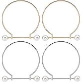 WADORN 4pcs Metal Purse Frame Handle, 2 Colors Semicircle Bag Handles Frame with Pearl Bead Alloy Clutches Handles Frame Replacement for Handmade Bag Purse Tote Bag Making Accessories, 3.8×4 Inch