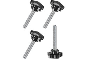 M METERXITY 4-Pack Star Clamping Knobs, M10x60mm Male Thread Hand Tightening Screw for Machinery/Electronic/Furniture/Umbrella Base, Machine Handle Replacement [39mm, Black]