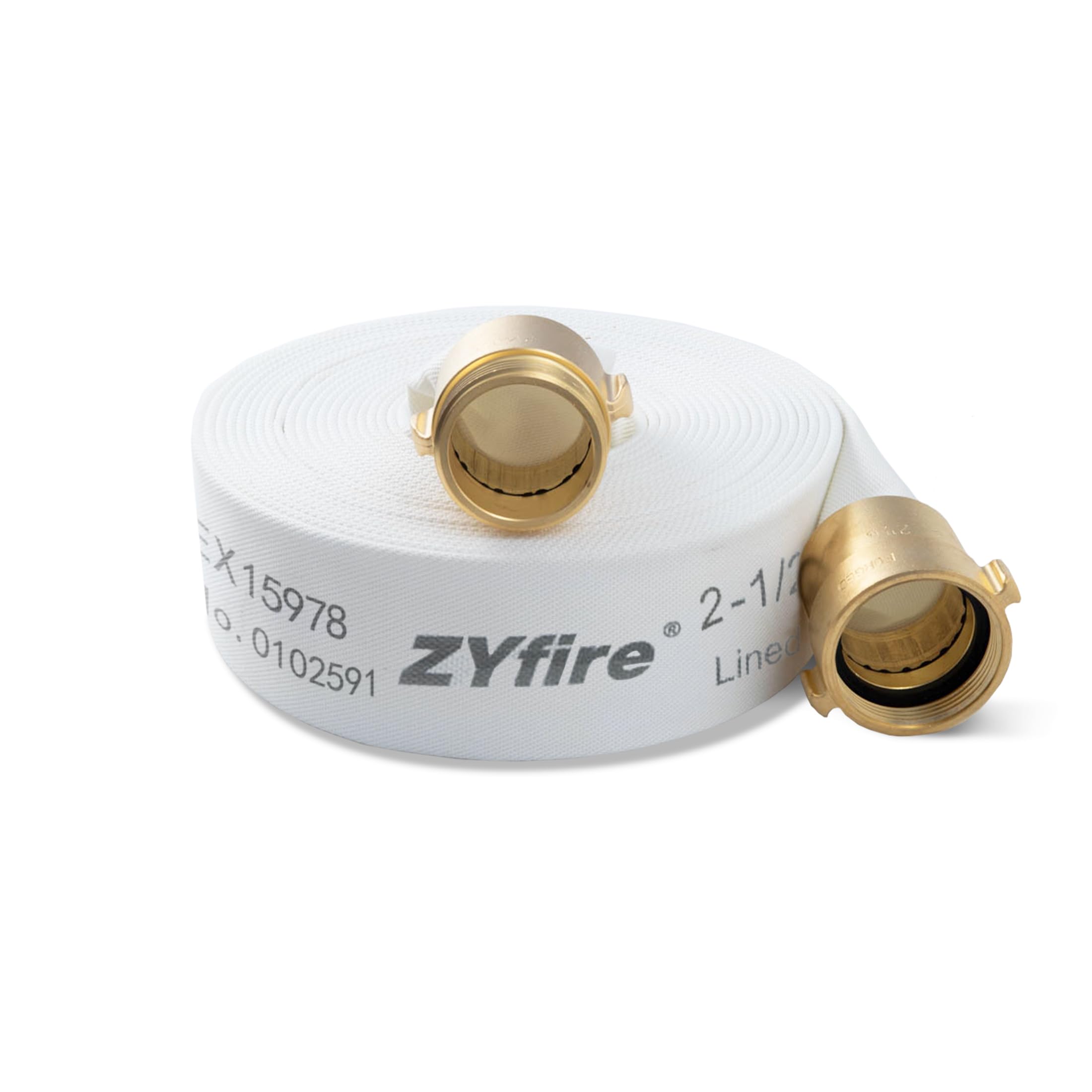 Photo 1 of ZYfire Fire Hose - 2-1/2" ID x 25 FT Single Jacket TPU Firefighter Hose with M × F NST/NH Brass Couplings 750 PSI Burst Pressure Lightweight for Use in Firefighting