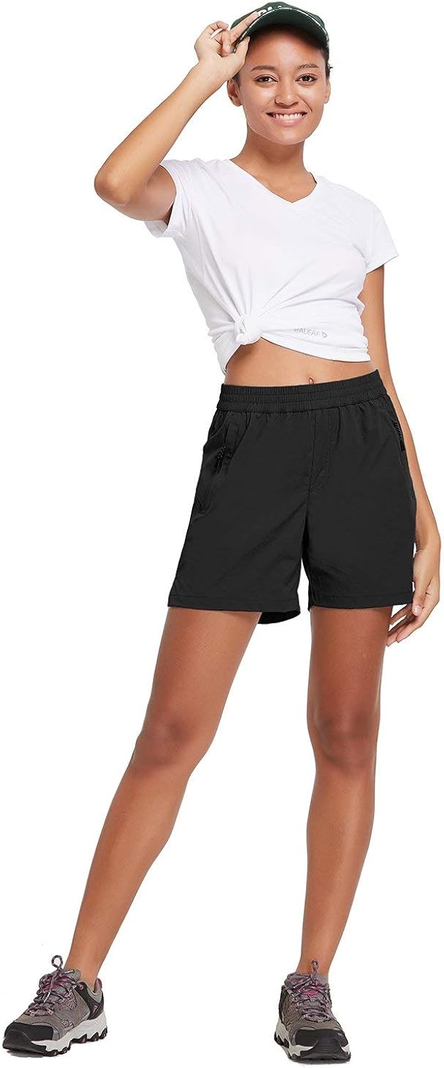 BALEAF Women's 5" Athletic Shorts Quick Dry Lightweight for Hiking, Workout, Running with Zipper Pocket UPF 50+ : Clothing