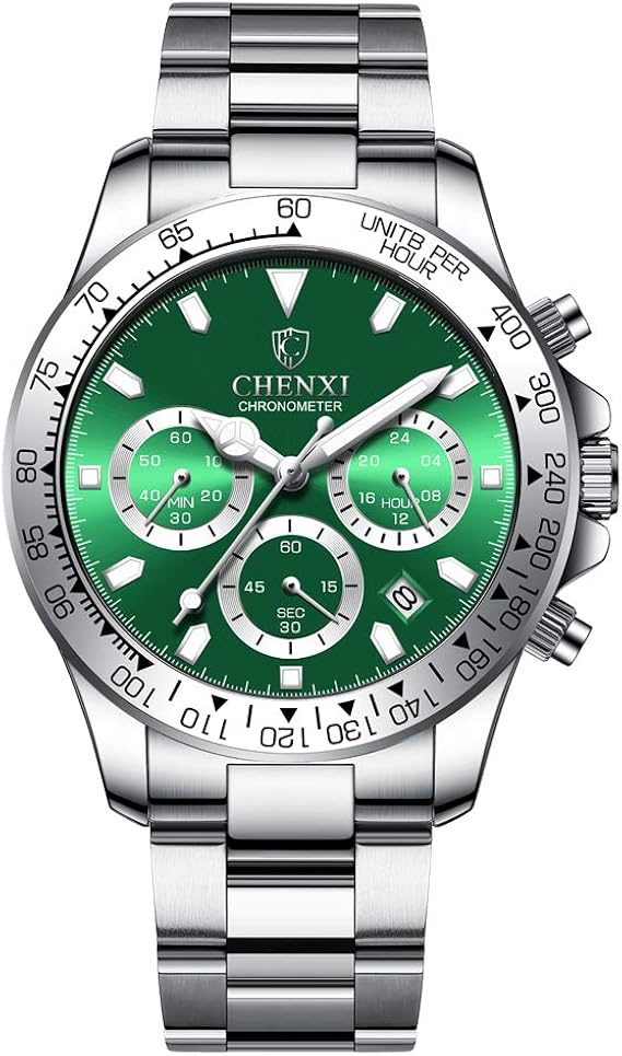 Amazon 腕時計 メンズ腕時計 ファッション カジュアル ビジネス 多機能 クロノグラフ ステンレス鋼 防水 日付表示 アナログ クォーツ時計 グリーン メンズ腕時計 腕時計 通販