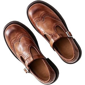 Women’s Classic Round Toe Mary Jane Oxford Shoes Adjustable Buckle Ankle Strap Low Heel Comfort Casual Business Work Flats
