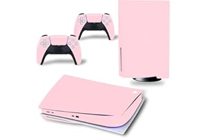 SYGTOYUE Skin Wrap Compatible with PS5 Disc Console, Protective Vinyl Sticker Decal Cover for Wireless Controller (Pink)