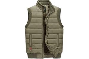 XinYangNi Men's Winter Warm Outdoor Padded Puffer Vest Thick Fleece Lined Sleeveless Jacket