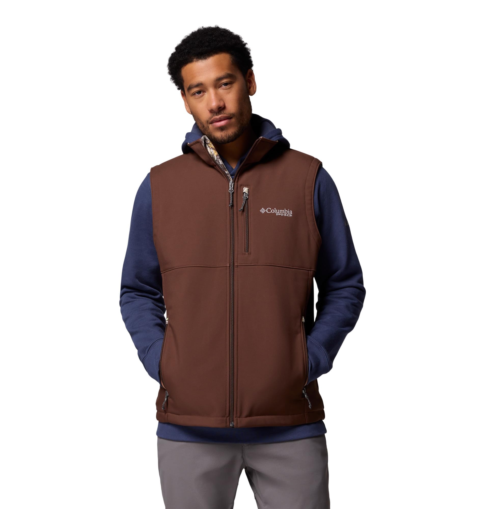 Columbia Mens PHG Ascender II Softshell Vest, Tobacco/Timberwoods Camo, XX-Large