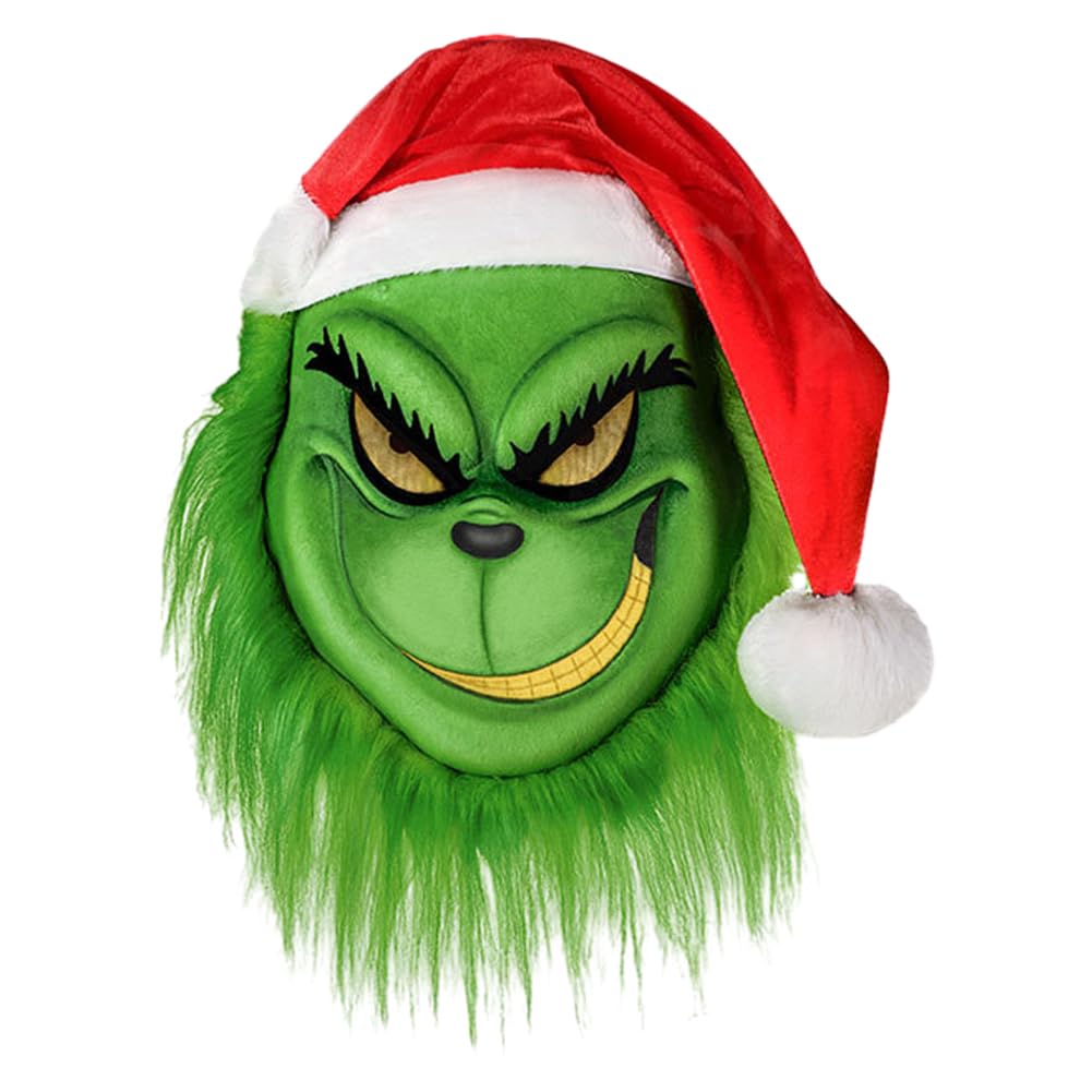 LabDip Grin-ch Mask - 3 in 1 Role Play Party Funny Green Cosplay Props Realistic Big Monster EVA Mask