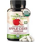 USDA Organic Apple Cider Vinegar Capsules with Mother, 1200 mg | Vegan & Non-GMO | Apple Cider Vinegar Pills with Cayenne Pepper & Ginger Root | 120 Caps