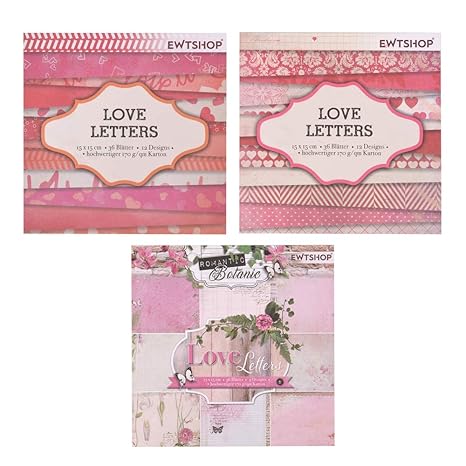 ewtshop® 3 x Motivblock mit je 36 Blättern, Designpapier, Bastelpapier, Dekorpapier, 108 Blätter, 36 Designs