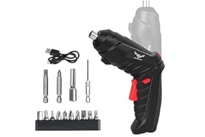 JENABOM 16 in 1 Electric Screwdriver Cordless Rechargeable Small Power Drill Set 3.6V Li-ion 3.5Nm Max Torque Electric Rotatable with LED Light Screwdriver for Home Office DIY Tools (Black)