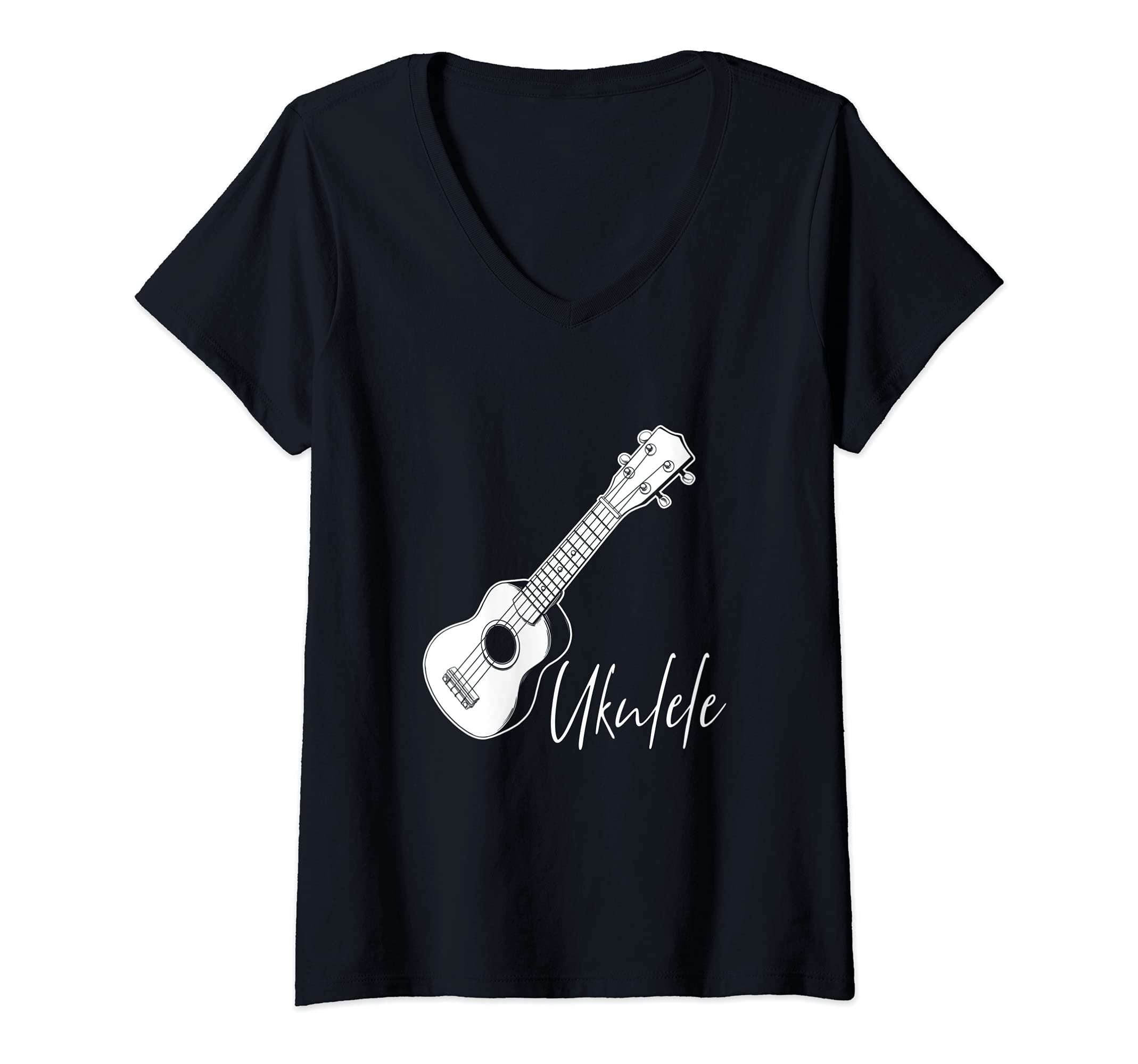 Womens Ukulele Acoustic Hawaii Hawaiian Musician Guitar Uke Aloha V-Neck T-Shirt