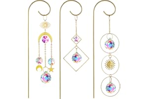 3 Pack Small Trellis for Potted Plants Indoor with Colorful Crystal Sun Catcher Metal Plant Garden Suncatchers for Garden Hom