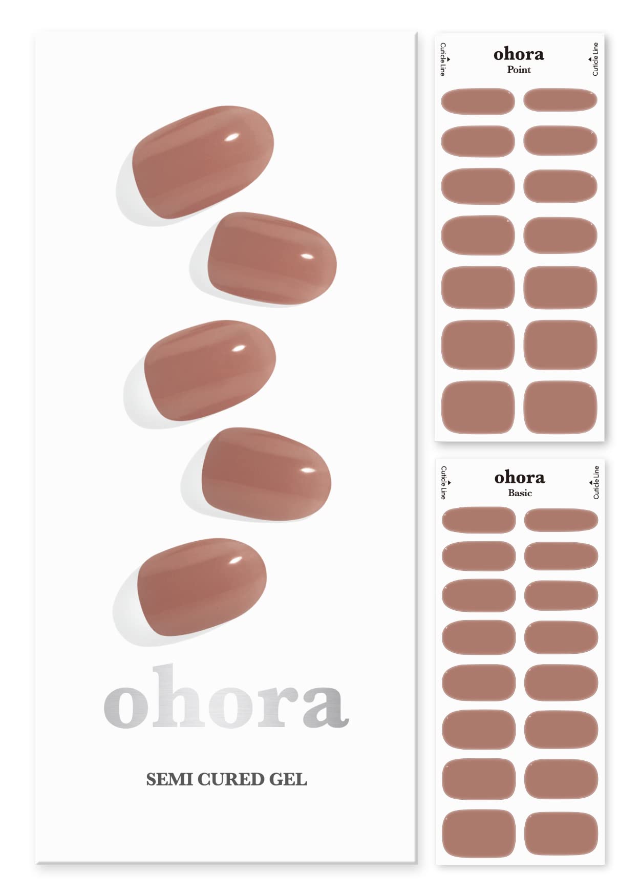 ohora Semi Cured Gel Nail Strips (N Bare Brick) - Works with Any Lamps, Salon-Quality, Long Lasting, Easy to Apply & Remove - Includes 2 Prep Pads, Nail File & Wooden Stick — image 1