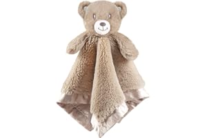 BEILIMU Baby Bear Security Blanket Soft Minky Baby Lovey Animal Plush Blanket Unisex Lovie Gift for Toddler, Boys and Girls, 13.5 Inch (Dark Brown)
