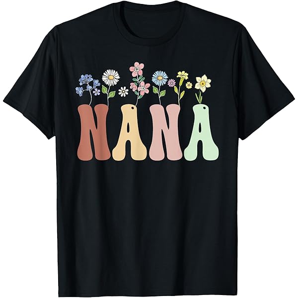 Amazon.com: Womens Flower Powered Nana Cute Flower Graphic Tee for